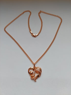 Women Femme Rose Gold Color Mother Baby Shaped Cubic Zircon Pendant Heart Pendant