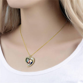 Custom Made Photo Necklace Pendant Hip Hop Heart-shaped Necklace Iced Out Cubic Zircon Jewelry