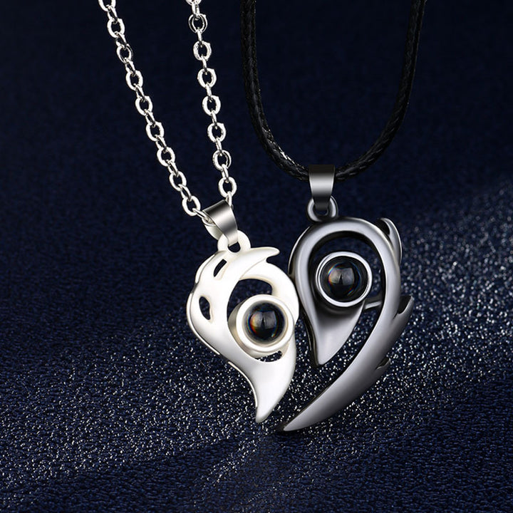 matching necklaces for couples SilverBlack