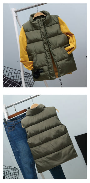 Women Vest Mandarin Collar Sleeveless Short Coat Women Plus Size 2021 Autumn Winter