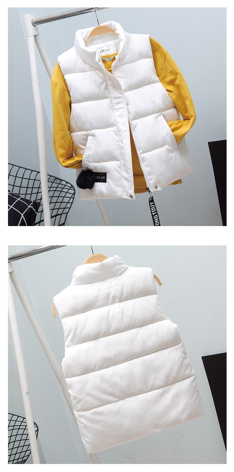 Women Vest Mandarin Collar Sleeveless Short Coat Women Plus Size 2021 Autumn Winter