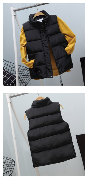 Women Vest Mandarin Collar Sleeveless Short Coat Women Plus Size 2021 Autumn Winter