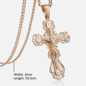 Kruzifix Kreuz Anhänger Halskette für Frauen Männer 585 Rose Gold Schnecke Gliederkette Kreuz Halskette Mode