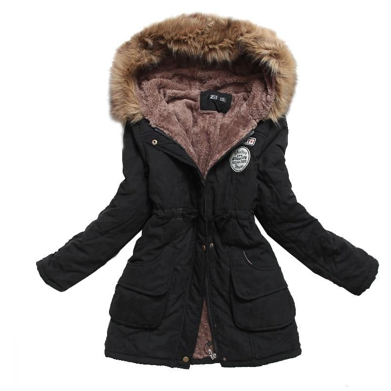 Winterjacke Damen dicker warmer Parka mit Kapuze Mujer Baumwolle gefütterter Mantel