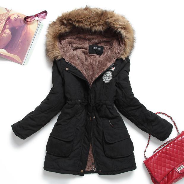 Giacca invernale da donna spessa calda con cappuccio Parka Mujer Cappotto imbottito in cotone