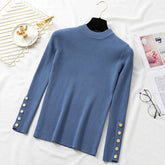 casual autumn winter women thick sweater pullovers long sleeve button o-neck