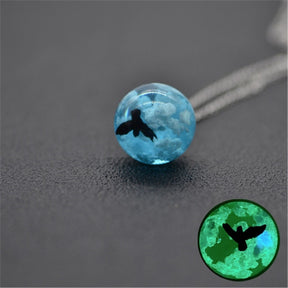 Resin Rould Ball Moon Pendant Necklace Women Blue Sky White Cloud Necklace