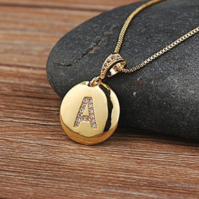 Girls Initial Letter Necklace Gold 26 Letters Charm Necklaces Pendants Copper