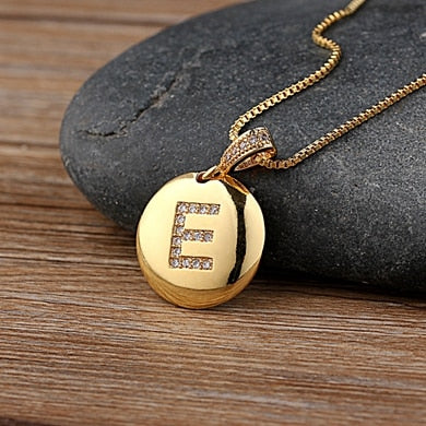 Girls Initial Letter Necklace Gold 26 Letters Charm Necklaces Pendants Copper