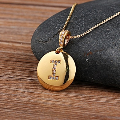 Girls Initial Letter Necklace Gold 26 Letters Charm Necklaces Pendants Copper