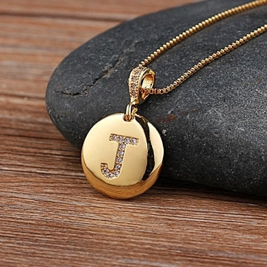 Girls Initial Letter Necklace Gold 26 Letters Charm Necklaces Pendants Copper