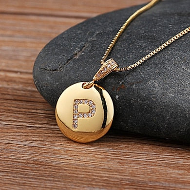 Girls Initial Letter Necklace Gold 26 Letters Charm Necklaces Pendants Copper