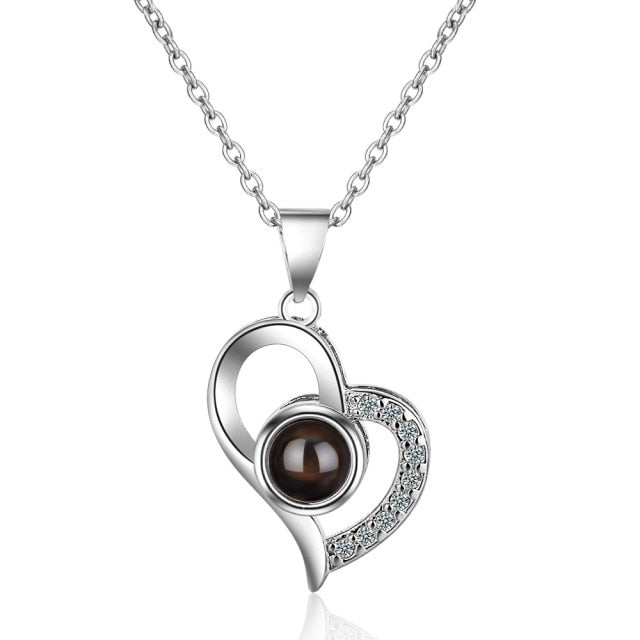 Collana 100 lingue d'amore Collana con pendente a proiezione per gioielli in cristallo da donna