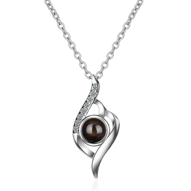 Collana 100 lingue d'amore Collana con pendente a proiezione per gioielli in cristallo da donna