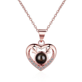 100 languages of love necklace Projection Pendant Necklace For Women Crystal Jewelry