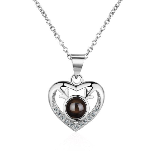 100 languages of love necklace Projection Pendant Necklace For Women Crystal Jewelry