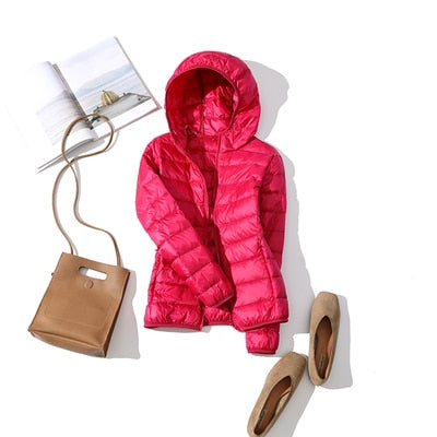 red Hooded  puffy jackets