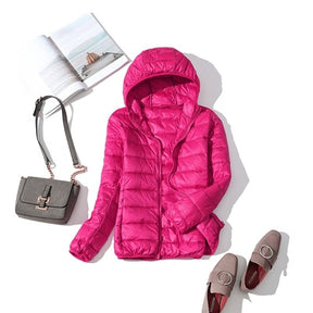 rose Red Hooded puffy jackets