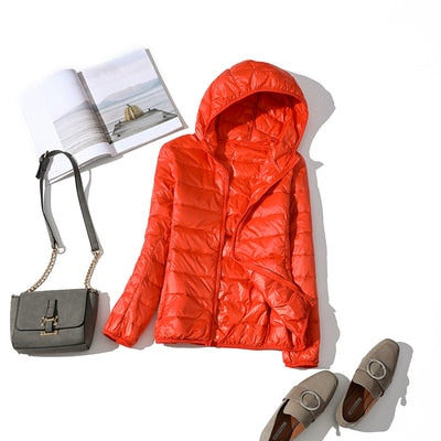 Orange Hooded puffy jackets