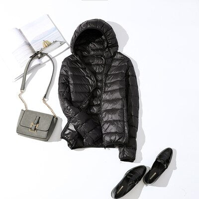 black Hooded puffy jackets