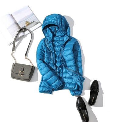 blue Hooded puffy jackets
