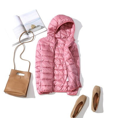 Pink Hooded puffy jackets