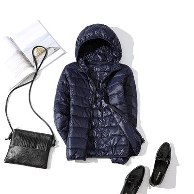 Navy blue Hooded puffy jackets