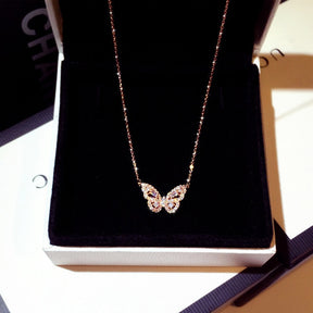 Ins New Arrive Zirconia Butterfly Necklace Charm Bling CZ Rose Gold Butterfly Jewelry