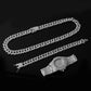 Gold Necklace +Watch+Bracelet Miami Curb Cuban Chain Gold Full Iced Out Paved Rhinestones CZ Bling