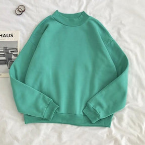 O-neck Hoodies Women Winter Autumn Pullover Sweatshirt Female Pure Color Loose Tracksuit