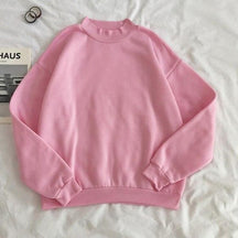 O-neck Hoodies Women Winter Autumn Pullover Sweatshirt Female Pure Color Loose Tracksuit