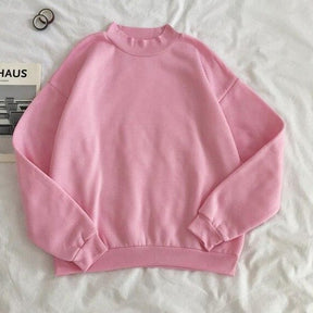 O-neck Hoodies Women Winter Autumn Pullover Sweatshirt Female Pure Color Loose Tracksuit