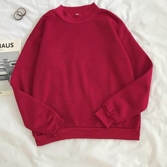 O-neck Hoodies Women Winter Autumn Pullover Sweatshirt Female Pure Color Loose Tracksuit