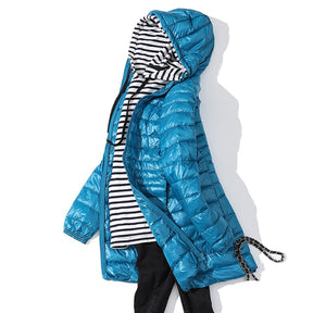 blue down jacket