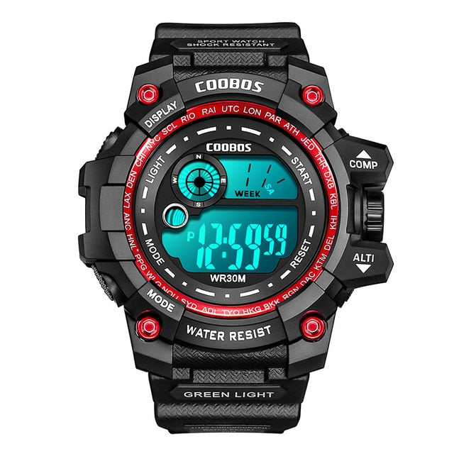 Men Sport Watch High-end Silicone Strap Military Wrist Watch Calendar Waterproof Digital Watch