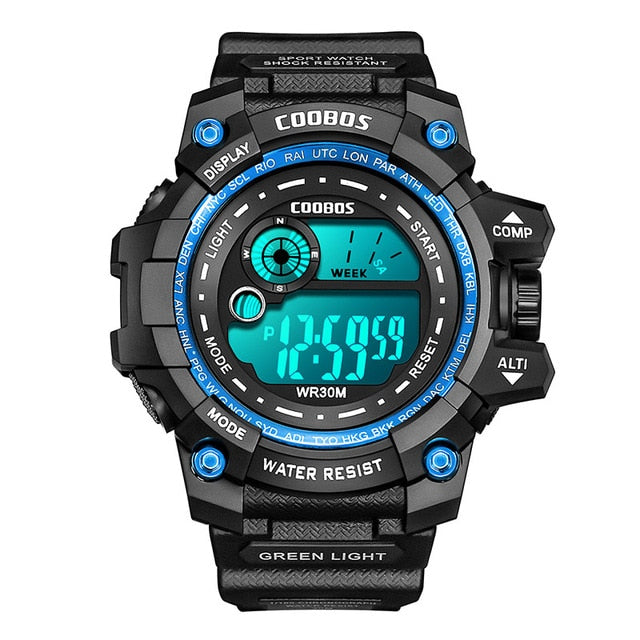 Men Sport Watch High-end Silicone Strap Military Wrist Watch Calendar Waterproof Digital Watch