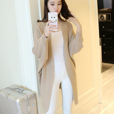 2021 Long Cardigan Women Sweater Autumn Winter Bat Sleeve Knitted Sweater