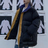 Winterjacke Damenmantel Patchwork Windjacke Damen Gepolsterter Reißverschluss Outwear Parka Dicke Streetwear 