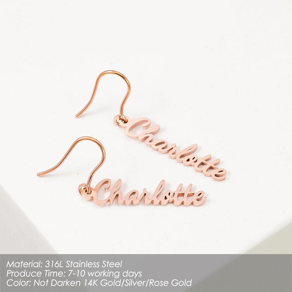 nowadaysfashion Customized Name Pendant Earrings for women Gold Personalized Letter