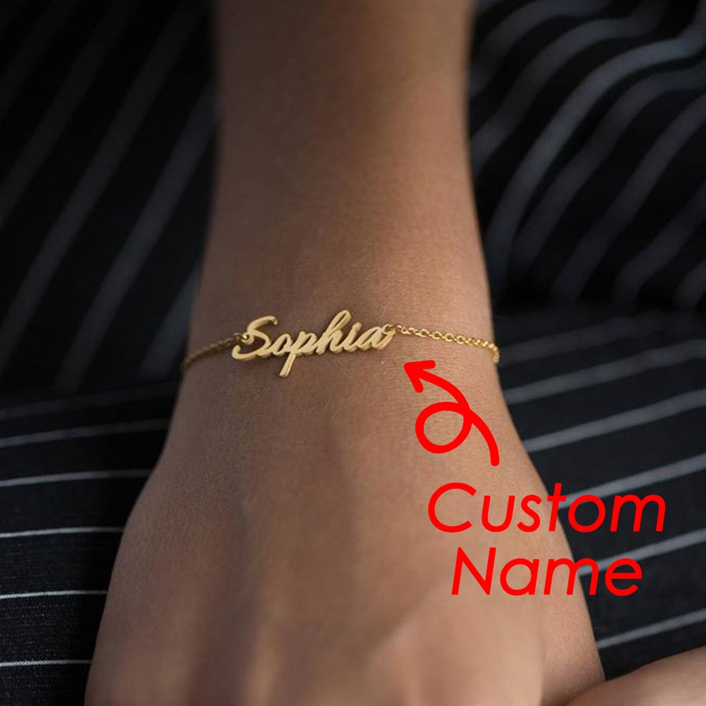 nowadaysfashion Customized Name Bracelet for women Gold Personalized Letter