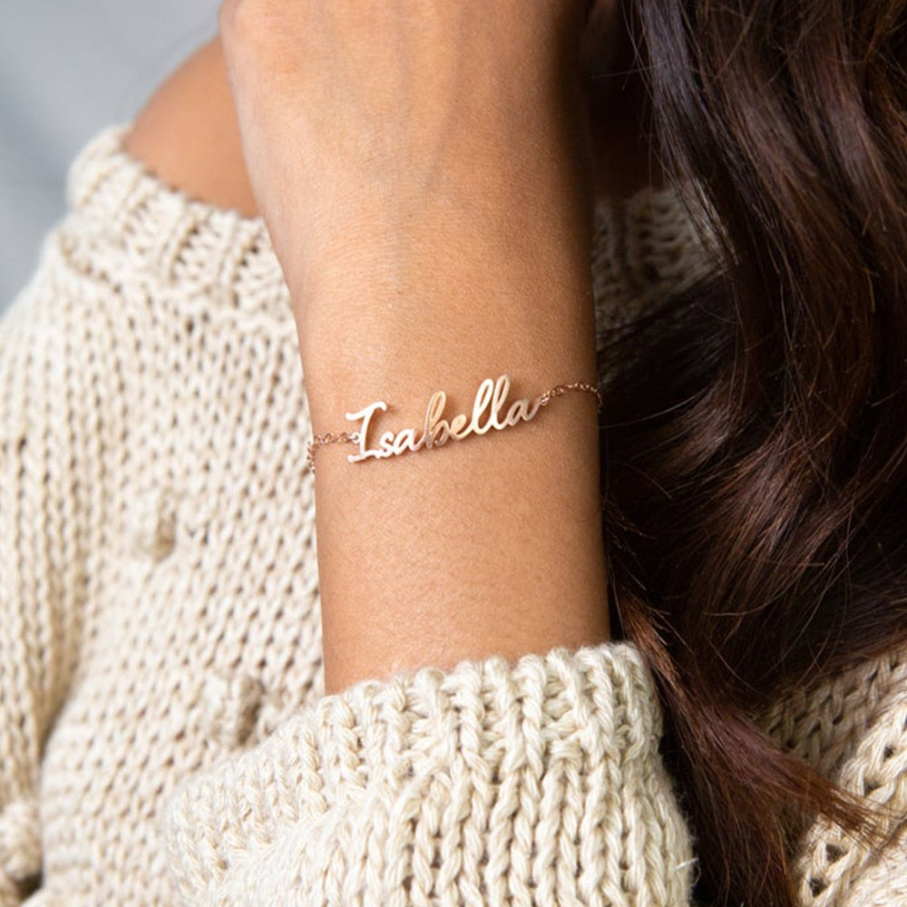 todayfashion Kundenspezifisches Namensarmband für Frauen Gold Personalisierter Buchstabe