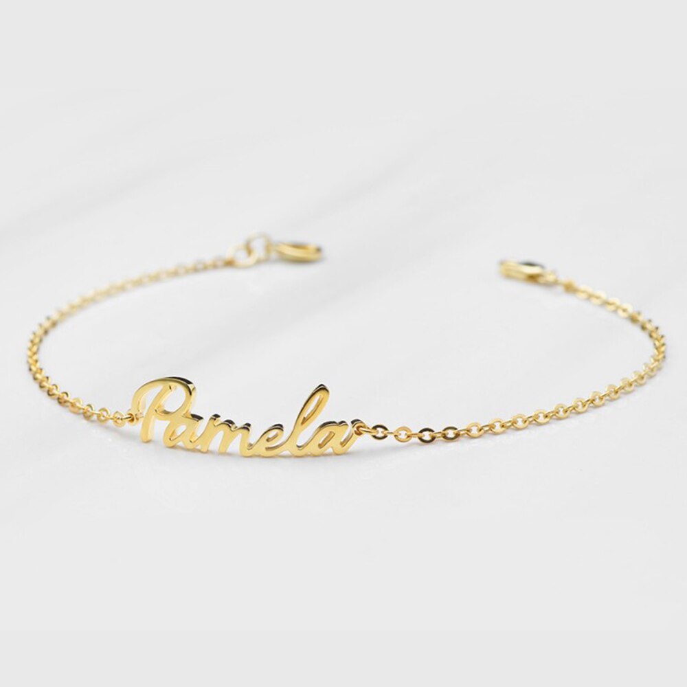 todayfashion Bracciale con nome personalizzato per donna Lettera personalizzata in oro