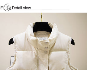 Vest Women Cotton Padded  Women's Winter Sleeveless Jacket with Zipper Stand Collar Casual Coats