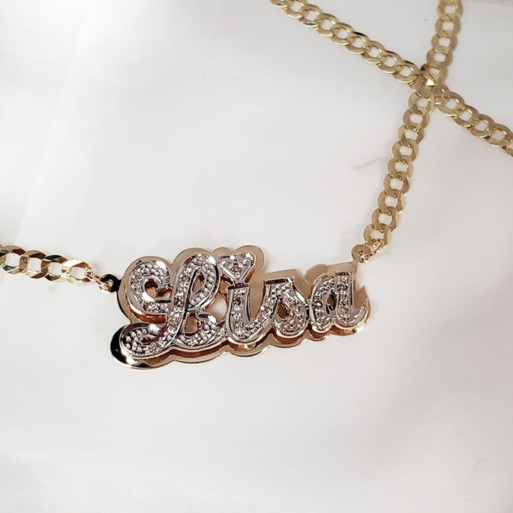 thick gold name necklace