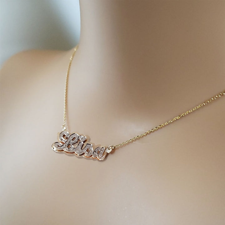 name necklace with heart underline