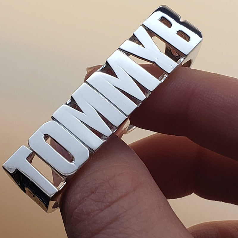 todayfashion Custom Name Ring Gold Persönlichkeit Hip Hop Ring Damenmode Punk Brief Ring