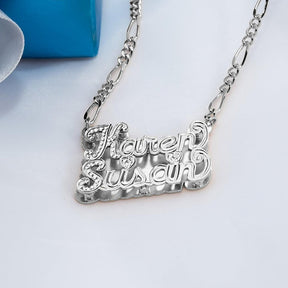 silver name necklace with diamonds