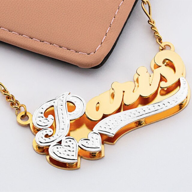 14k gold name necklace with birthstone