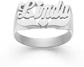 Personalized Carved Name Rings Initial Ring Name Rings Personalized 18K Gold-Plated Rings