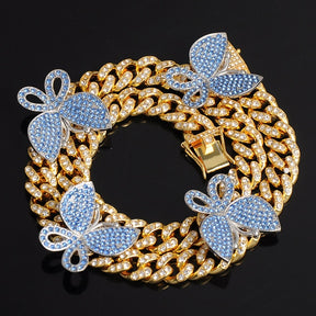 Collana + orologio + bracciale in oro Miami Curb Catena cubana Oro pieno di strass pavimentati ghiacciati CZ Bling